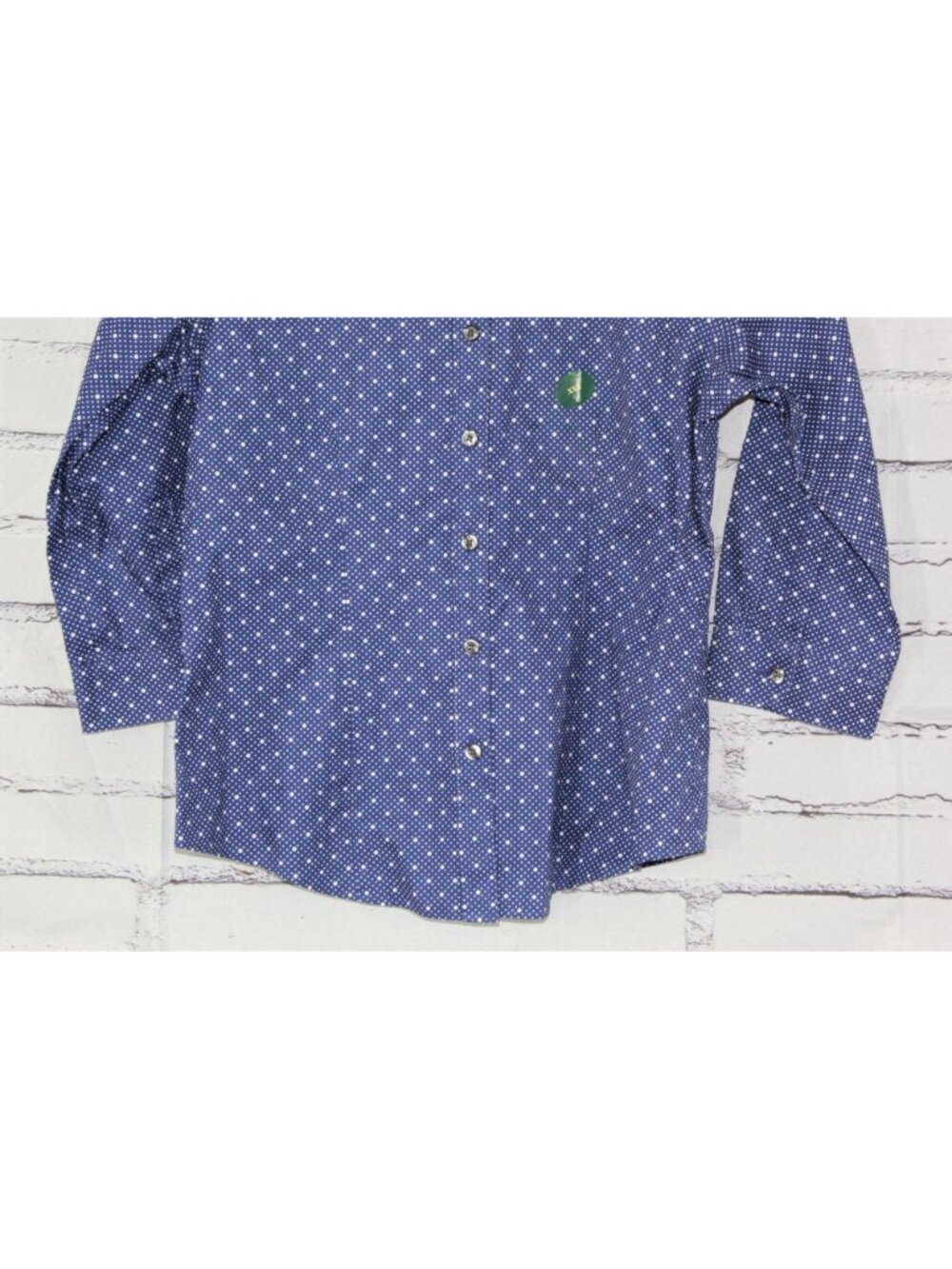 LL Bean Blue Polka Dot Button Down Shirt Wrinkle Free 100% Cotton XXS - Picture 4 of 14